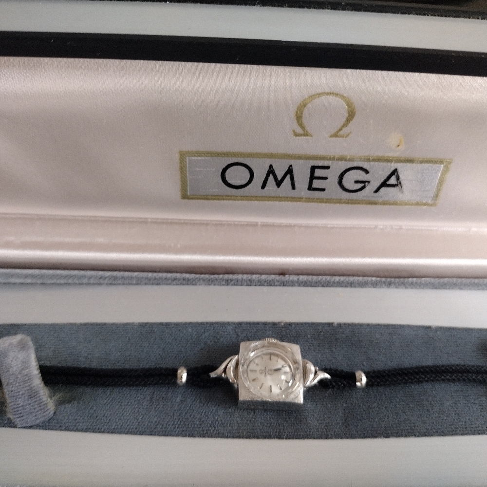 Antique Omega woman's 14kt white gold cocktail watch